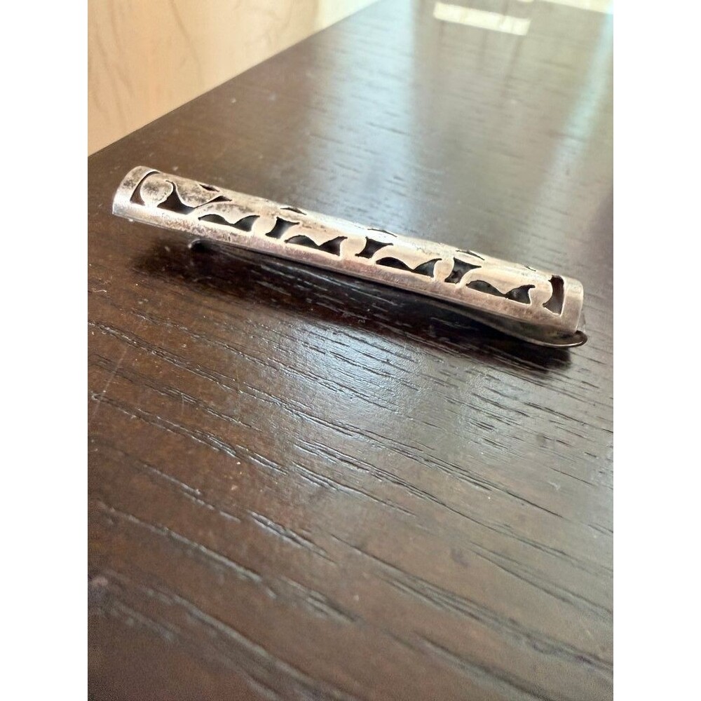 Vintage 950 Silver Tie Clip with Cutout Design